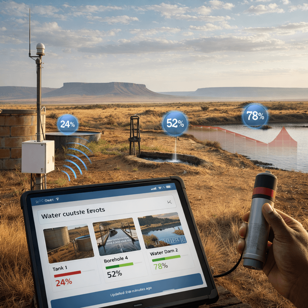 Water reservoir monitoring with sensors and solar power